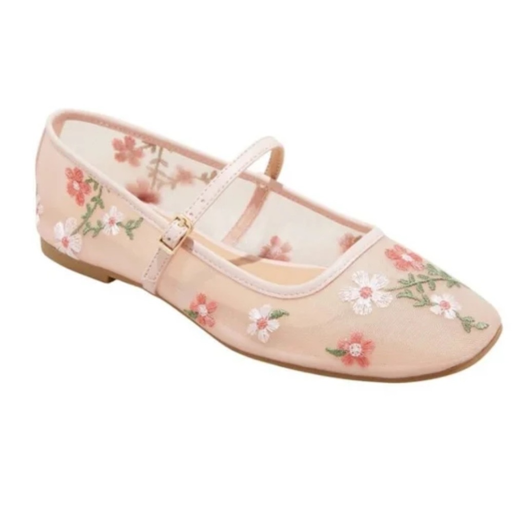 wild fable Blush Pink Floral Embroidered Mary Jane Flats